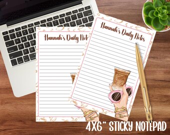Notas adhesivas diarias personalizadas para amantes del café, diarios con notas lindas, papelería de planificación, regalo para ella, suministros de oficina en casa, adicta al café