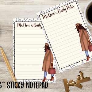 Custom Black Women Post-it Note Pads - Set of Sticky Notes for Organization and Planning, Personalized Stationery Supplies, Office Desk