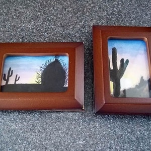 Three Watercolor Miniature Cactus Paintings Framed image 5