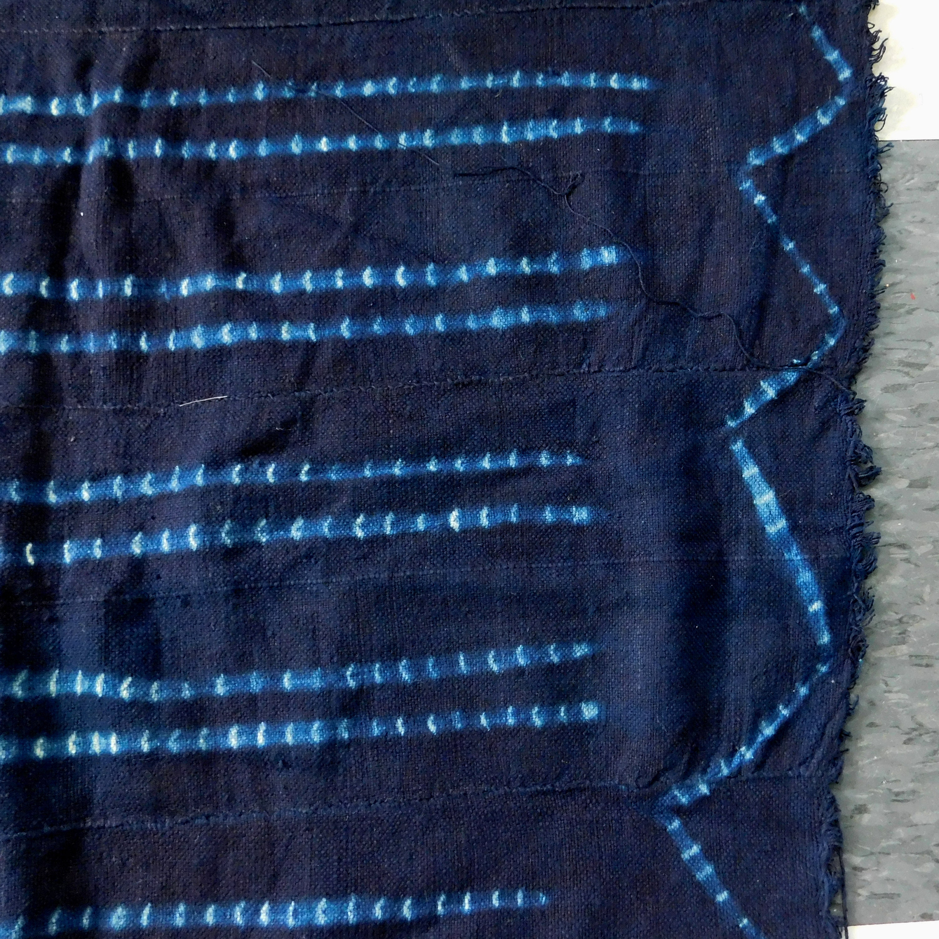 Vintage Authentic Mali Dogon Tribe Indigo Tie-dyed Cloth Fabric