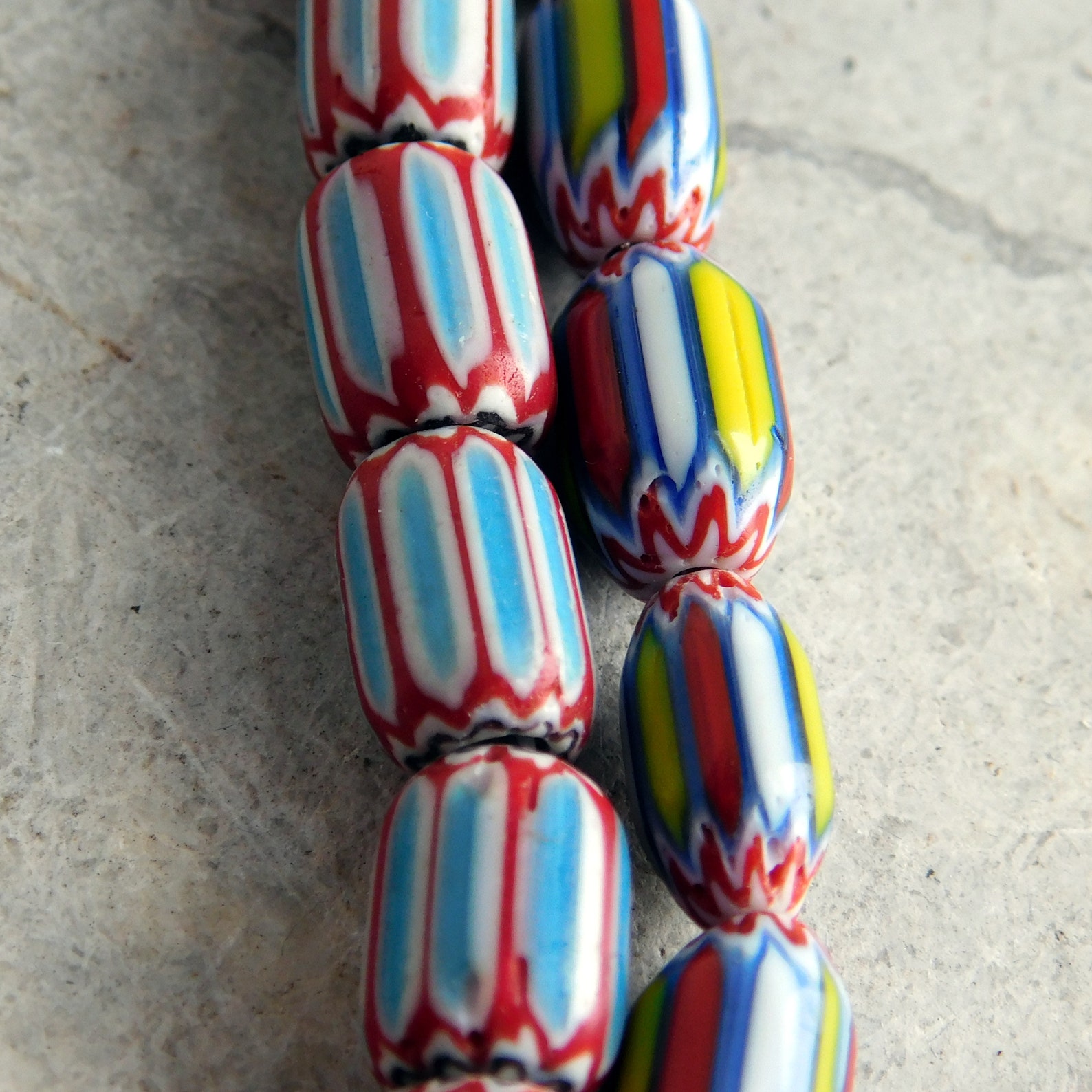 African Trade Beads - Chevron Beads - 2 Short Strands, Total 14 Inches ...