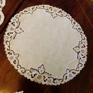 Vintage Doily and Lace Lot Crochet, Embroidery, Italian Needle Lace Placemat, Use Them or Craft Them Free US Shipping image 8