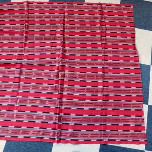 Vintage Ikat Woven Fabric Indonesia Medium Weight Cotton w/ Red and Multi-Color Stripes 2-2/3 Yards x 45 Free Shipping image 2