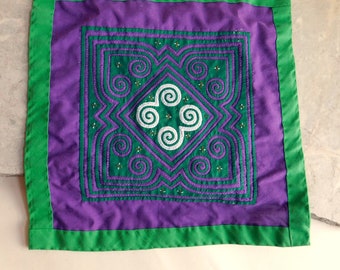 Vintage Hmong Hand-Stitched Reverse Applique Textile - from China or Southeast Asia - Fabric for Framing or Sewing - Free US Shipping