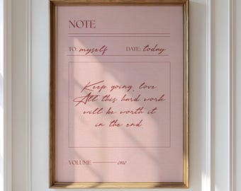 Pink Girly Empowering Quote Print, Note to Self Poster, Positive Mindset Self Love Wall Art,  Coquette Aesthetic Gift