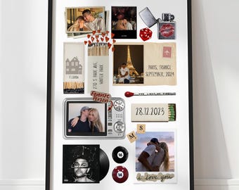 Anniversary Gift for Boyfriend, Editable Matchbook Poster Template, Matchbook Canva Template, Matchbox Art Print Custom Birthday Gift