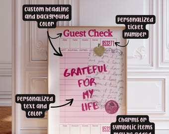 Custom Blank Retro Guest Check Template Wall Art Poster, Trendy Custom Quotes Print, Printable Personalized Gift Idea, Restaurant Checklist