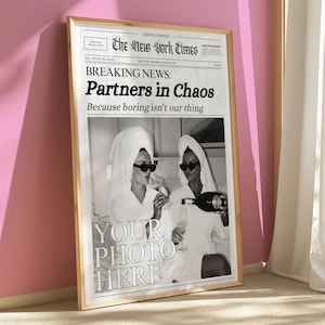 Custom New York Times Newspaper Print, Personalized Girl College Dorm Room Poster, Roomies Gift, Retro Bestie Birthday Gift, Friendship Gift