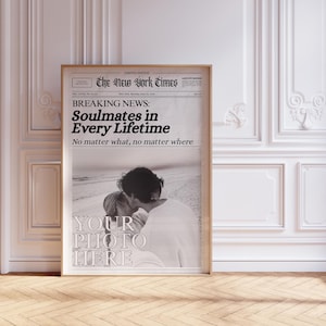 Custom DIY Newspaper Gift Boyfriend, Custom Newsprint Art, Anniversary Newspaper Gift, Couple First Anniversary Gift, Romantic Photo Gift