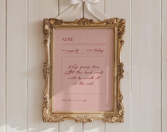 Pink Girly Empowering Quote Print, Note to Self Poster, Positive Mindset Self Love Wall Art,  Coquette Aesthetic Gift