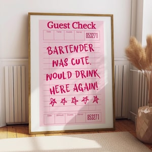 Barkeeper war süß würde hier wieder trinken Retro Bar Warenkorb Wand Kunst Druck Dekor Barkeeper Geschenk Barkeeper Wand Kunst Retro Gast Check Wand Kunst