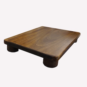 KR Ideas Foot Stool, 2&quot; Tall, Poplar, (Made in The USA) (2&quot; Tall Round Legs, Walnut Stain)