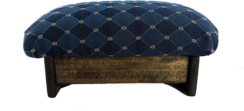 KR Ideas Padded Foot Stool - Handcrafted Wooden Ottoman With Luxury Fabric, Made In USA