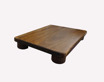 KR Ideas Foot Stool, 2&quot; Tall, Poplar, (2&quot; Tall Round Legs, Walnut Stain)  (Made in The USA)