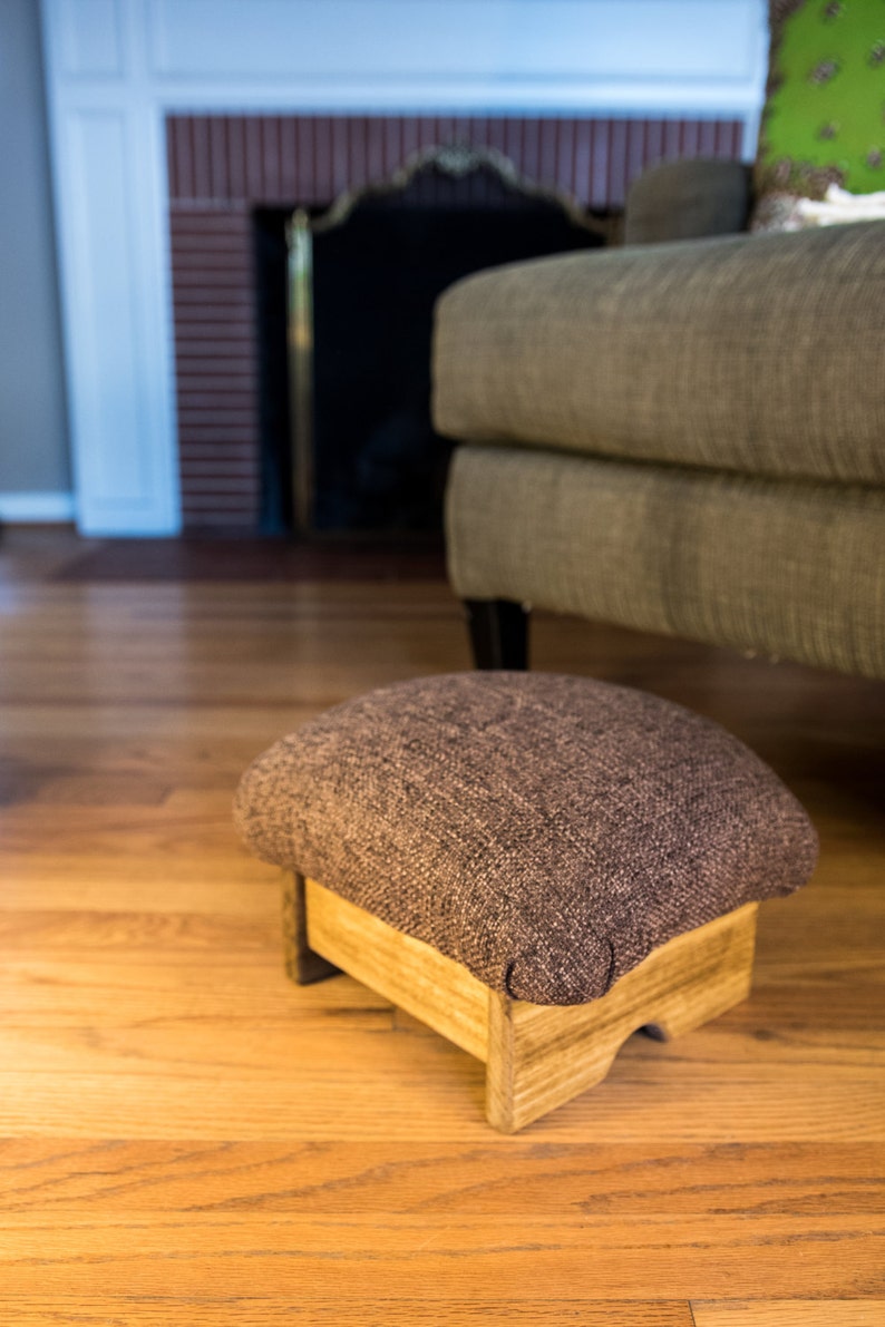 Padded Foot Stool Coco Brown 7 Tall Mini made in the USA maple Stain