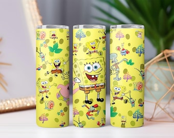 Yellow Cartoon Sea Characters Design 20oz tumbler wrap sublimation print.