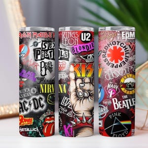 Rock Music Collage Tumbler Wrap Design 20oz tumbler sublimation print.