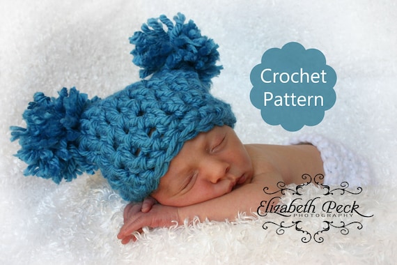 Pom Pom Hat Crochet Pattern -- 0-6 Month Size -- Sell What You