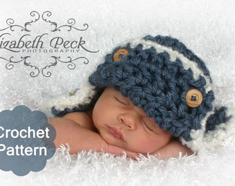 Aviator Crochet Pattern -- 0-6 month size -- Sell what you make INSTANT DOWNLOAD