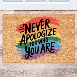 Gay Welcome Mat - All Are Welcome Here Doormat - LGBTQ Decor - Equality Welcome Mat