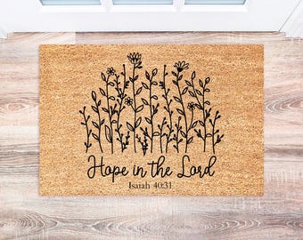 Hope In The Lord, Christian Doormat, Blessed Entryway Mat, Religious Home Decor, Inspirational Gift, Front Door Welcome Mat