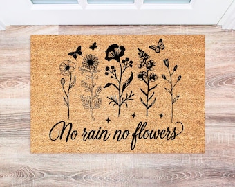 Spring Wildflower Doormat, Floral Welcome Mat, Cute Outdoor Decor, Housewarming Gift, Spring Front Door Ideas