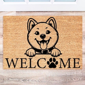 Shiba Inu Doormat, Personalized Dog Gift, Unique Welcome Mat for Dog Owners, Shiba Inu Home Decor