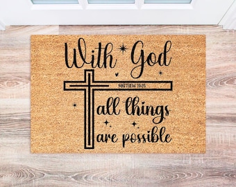 Christian Doormat, Inspirational Welcome Mat, Housewarming Gift, Religious Home Decor, Scripture Door Mat, Christian Gifts, Outdoor Decor fo