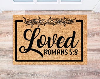 Christian Doormat, Housewarming Gift, Inspirational Welcome Mat, Religious Decor, Scripture Mat