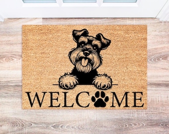 Miniature Schnauzer Doormat, Funny Dog Mat, Housewarming Gift, Schnauzer Decor, Pet Lover's Welcome Mat