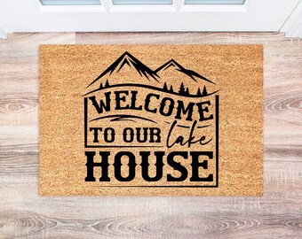 Lake House Doormat, Personalized Welcome Mat, Custom Lake Decor, Rustic Home Gift, Lake House Sign, Outdoor Mat