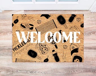 Pickleball Doormat, Personalized Pickleball Gifts, Welcome Mat for Players, Unique Decor for Pickleball Lovers