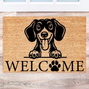 Dachshund Doormat, Funny Welcome Mat for Dog Lovers, Custom Dog Breed Gift, Unique Dachshund Decor for Home Entryway