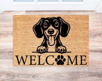 Dachshund Doormat, Funny Welcome Mat for Dog Lovers, Custom Dog Breed Gift, Unique Dachshund Decor for Home Entryway