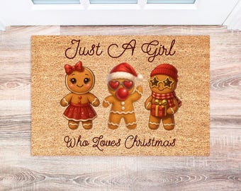 Gingerbread Doormats, Cute Holiday Welcome Mat, Christmas Decor for Outdoor Entryway