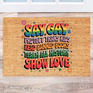 Pride Doormat - Inclusive Pride Heart - Trans Pride Gift - Outdoor Doormat