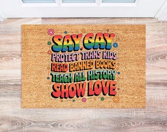 Pride Doormat - Inclusive Pride Heart - Trans Pride Gift - Outdoor Doormat