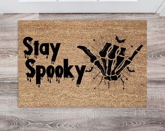 Halloween Decor | Halloween Welcome Mat | Fall Porch Decor | Stay Spooky Doormat | Cute Doormat | Dancing Skeletons Doormat | Season Spooky