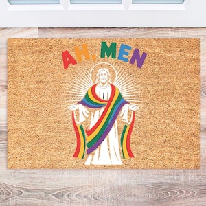 LGBTQ Doormats, Funny Rainbow Welcome Mat, Custom Outdoor Rug, Unique Housewarming Gift, LGBTQ+ Home Decor