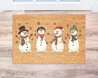 Christmas Doormat | Holiday Doormat | Winter Doormat Outdoor | Winter Decor | Custom Doormat Snowman | Housewarming Gift | Coir Mat