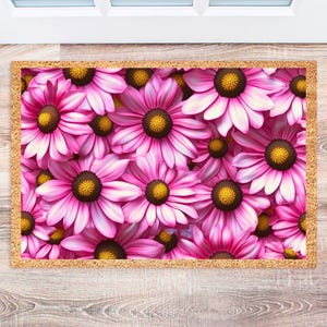 Floral Front Door Mat, Colorful Welcome Mat, Outdoor Decor, Housewarming Gift, Entryway Floral Decor