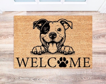 American Pit Bull Terrier Doormat, Custom Welcome Mat for Dog Lovers, Home Decor, Pet Gift