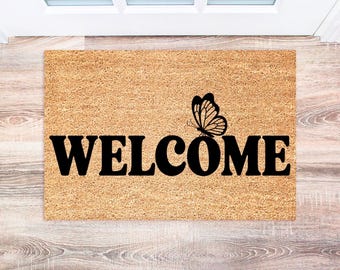 Butterfly Doormat, Whimsical Welcome Mat, Decorative Entryway Rug, Gifts for Her, Cute Butterfly Decor