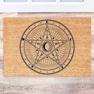 Pagan Doormat, Coir Welcome Mat, Witch Decor, Gothic Entry Rug, Housewarming Gift, Outdoor Home Decor