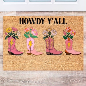 Cowgirl Doormat, Western Welcome Mat, Rustic Home Decor, Housewarming Gift, Personalized Entryway Mat