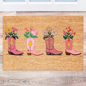 Cowgirl Doormat, Western Welcome Mat, Rustic Home Decor, Housewarming Gift, Personalized Entryway Mat