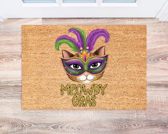 Mardi Gras Doormat | Front Door Mat | Fleur De Lis Doormat | Birthday Gift | Fat Tuesday | Closing New Home  Gift | Doormat Closing Gift