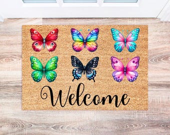 Doormat with Butterfly | Unique Welcome Mat for Home Decor | Spring Outdoor Mat | Gift for Her | Front Door Decor | Cute Butterfly Design
