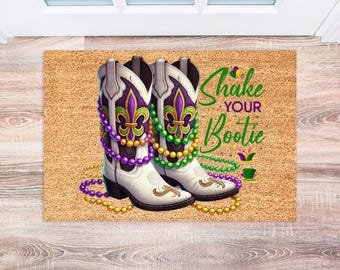 Welcome Mat | Fat Tuesday | Nola Housewarming Gift | Fleur De Lis Doormat | Outdoor Rug | Mardi Gras Decor | Front Door Home Door Mat