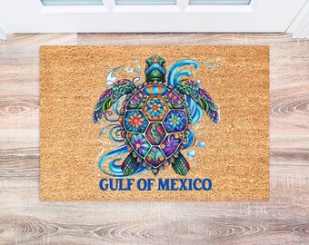 Gulf of Mexico Doormat, Coastal Welcome Mat, Beach House Decor, Nautical Entryway Rug, Ocean Inspired Gift